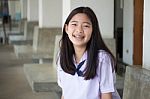 Portrait Of Thai Student Teen Beautiful Girl Happy And Relax Stock Photo