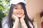 Portrait Of Thai Teen Beautiful Girl Happy And Relax Stock Photo