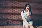 Portrait Of Thai Teen Beautiful Girl Happy And Relax Stock Photo