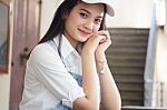 Portrait Of Thai Teen Beautiful Girl Happy And Relax Stock Photo