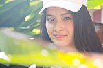 Portrait Of Thai Teen Beautiful Girl Happy And Relax Stock Photo