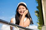 Portrait Of Thai Teen Beautiful Girl Happy And Relax Stock Photo