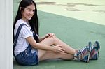 Portrait Of Thai Teen Beautiful Girl Happy And Relax Stock Photo