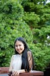 Portrait Of Thai Teen Beautiful Girl Happy And Relax Stock Photo