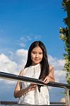 Portrait Of Thai Teen Beautiful Girl Happy And Relax Stock Photo