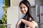 Portrait Of Thai Teen Beautiful Girl Happy And Relax Stock Photo