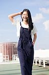 Portrait Of Thai Teen Beautiful Girl Happy And Relax Stock Photo