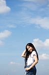 Portrait Of Thai Teen Beautiful Girl Happy And Relax Stock Photo