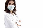 Posing Lady Doctor With Face Mask Stock Photo