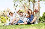 Potrait Of Family Waving Hands Stock Photo