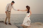 Pre Wedding Outdoor Romantic Stock Photo