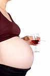 Pregnant Lady With Wine Cigarette Stock Photo