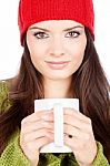 Pretty Brunette Girl Holding A Teapot Stock Photo