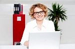 Pretty Business Woman Working In The Office Stock Photo