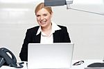 Pretty Businesswoman At Work Stock Photo