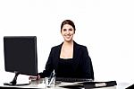 Pretty Businesswoman At Work Stock Photo