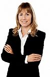 Pretty Businesswoman Posing Confidently Stock Photo