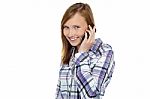 Pretty Girl Talking To Her Boyfriend On Mobile Stock Photo