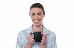 Pretty Lady Enjoying Coffee Stock Photo