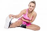 Pretty Woman In Sportswear Working Out Stock Photo