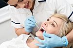 Pretty Woman Under Dental Treatment Stock Photo