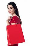 Pretty Woman With A Shopping Bag Stock Photo