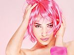 Pretty Young Pink Hair Woman Stock Photo