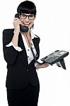 Professional Lady Speaking On Phone Stock Photo