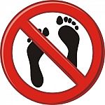 Prohibition Of Walking Barefoot Stock Photo