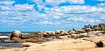 Punta Del Diablo Beach, Popular Tourist Place In Uruguay Stock Photo