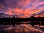 Purple Sky Sea Reflection Stock Photo