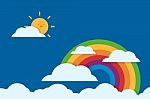 Rainbow And Clouds Stock Photo