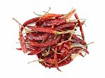 Red Dry Chili On Isolate White Background Stock Photo