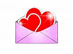 Red Hearts In Envelope Stock Photo