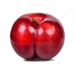 Red Plum Isolated On The White Background Stock Photo