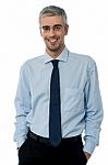 Relaxed Young Smiling Business Man Stock Photo