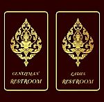 Restroom Golden Signs Stock Photo