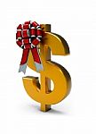 Ribbon Bow On Dollar Sign Stock Photo