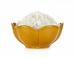 Rice In A Bowl Isolated On A White Background Stock Photo