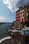 Riomaggiore View, Gulf Of 5 Terre B Stock Photo