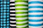 Rolls Of Colorful Fabric Stock Photo