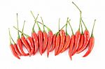 Row Of Red Hot Chili Stock Photo