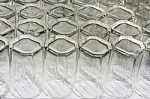 Rows Of Clear Glass Drinking Glasses Stock Photo