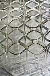 Rows Of Clear Glass Drinking Glasses Stock Photo