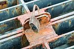 Rusty Key Lock Wire Mesh Stock Photo