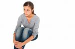 Sadness Teenage Girl Sitting Stock Photo