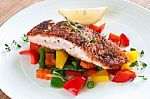 Salmon With Vegetables Stock Photo