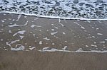 Sand Beach With Blue Ocean Stock Photo