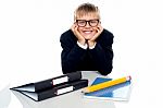 School Boy Wearing Eyeglass Stock Photo