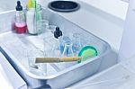 Science Laboratory Test Tubes , Laboratory Equipment Stock Photo